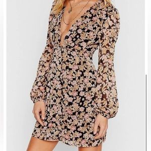 Nasty Gal Nothin Bud Love Black Floral Mini Dress US: 0